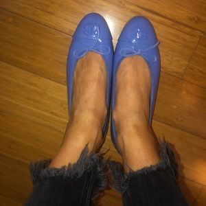 Classic CHANEL patent periwinkle ballet flats